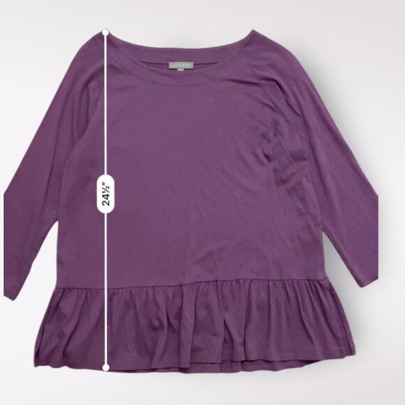 Lilla P Round Neck Peplum Blouse Womens Size Medium Purple Casual - Picture 4 of 7